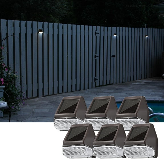 TORCHSTAR Dusk-to-Dawn LED Solar Fence Lights for Pathway, 4000K Cool White, Oil Rubbed Bronze, Pack of 6