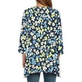 thumbnail image 5 of CYMMPU Spring Tops Round Neck Summer Fashion Shirts 3/4 Sleeve Loose Fit Blouses for Women Dressy Casual Flower Pattern Tunic Tops Flare Hem Hide Belly Tops to Wear with Leggings T-Shirts Blue S, 5 of 7