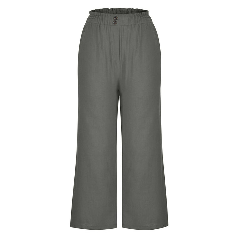 YWDJ Linen Pants for Women Plus Size Petite Drawstring Relaxed Fit