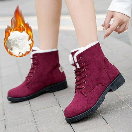 

Snow Women Boots Casual Women Shoes Lace-Up Shoes Woman Plush Ankle Boots Platform Flat Fur Botas Mujer Winter Female Booties