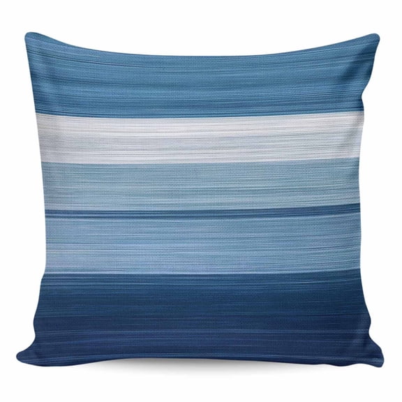 Throw Pillow Covers 24x24 Inch, Blue Ombre Stripe Decorative Pillow Cases for Couch Sofa Bed, Farmhouse Striped Modern Abstract Art Cotton Linen Square Home Decor Pillowcases with Hidden Zipper