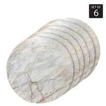 Dainty Home Marble Cork Metallic Print Round Set of 6 Placemats in Rose Gold