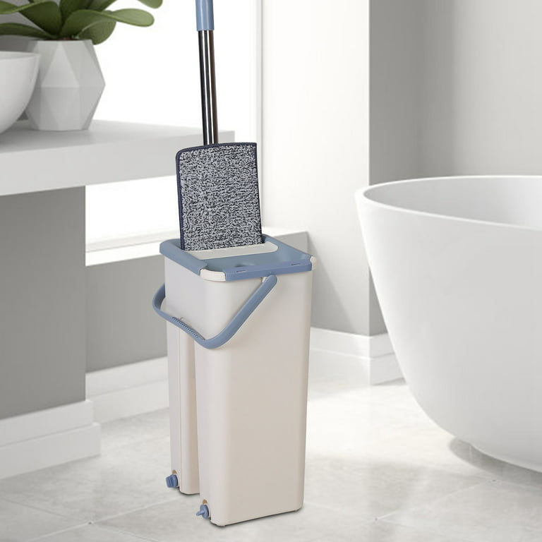 1 Set Flat Floor Mop Bucket Kit With 2 Ultra-fine Fiber Mop Pads, Wet And  Dry Use, Easy To Self-organize Cleaning Mop Bucket, For Cleaning Laminate,  Hardwood And Tile Floors