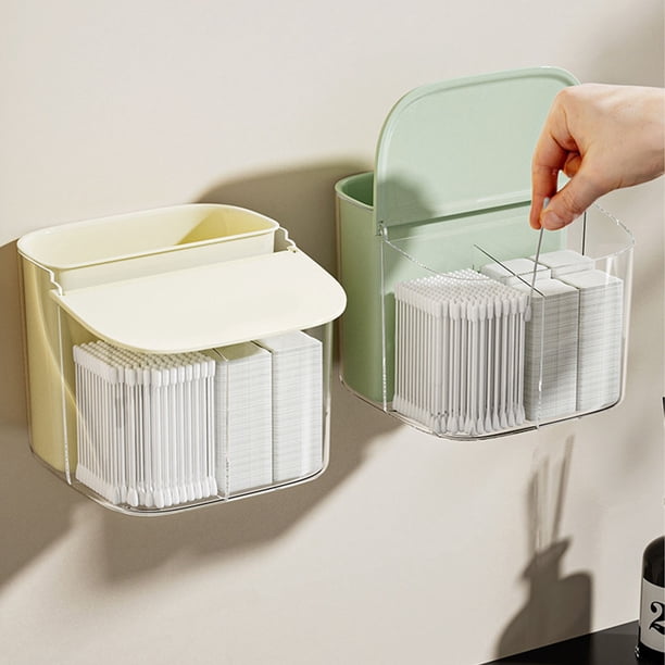 Caja de almacenamiento de algodón cosmético, estuche de algodón cosmético para maquillaje montado en la pared, caja de algodón para maquillaje montada en la pared diseñada para la perfección