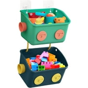 Bath Toy Storage Organizer Basket, 3 Pack Cute Robot Bathtub Shower Toy Organizer, Wall Mounted Hanging Bath Toy Holder with Hooks, for Tub Laundry