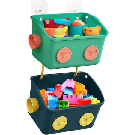 Bath Toy Storage Organizer Basket, 3 Pack Cute Robot Bathtub Shower Toy Organizer, Wall Mounted Hanging Bath Toy Holder with Hooks, for Tub Laundry