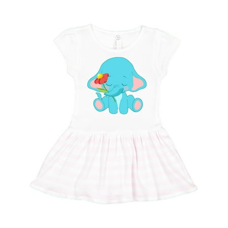 

Inktastic Cute Baby Elephant with Flower Gift Toddler Girl Dress