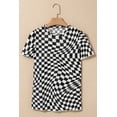 thumbnail image 5 of Women's Black Checker Mesh Crew Neck T-Shirt - Stylish and Lightweight | [ZhiHiMeRi] | (US 12-14)L, 5 of 10