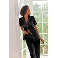 thumbnail image 3 of Ekouaer Silk Satin Pajamas Set Women Short Sleeve Sleepwear Soft Button Down Loungewear Pjs Set, 3 of 6