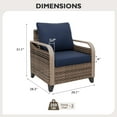 thumbnail image 3 of EAGLE PEAK 2 Piece Wicker Outdoor Chairs with Cushions, Patio Chairs, Deep Seating 4 inch Cushions, PE Rattan Curved Armrest Porch Chair, Brown/Blue, 3 of 8