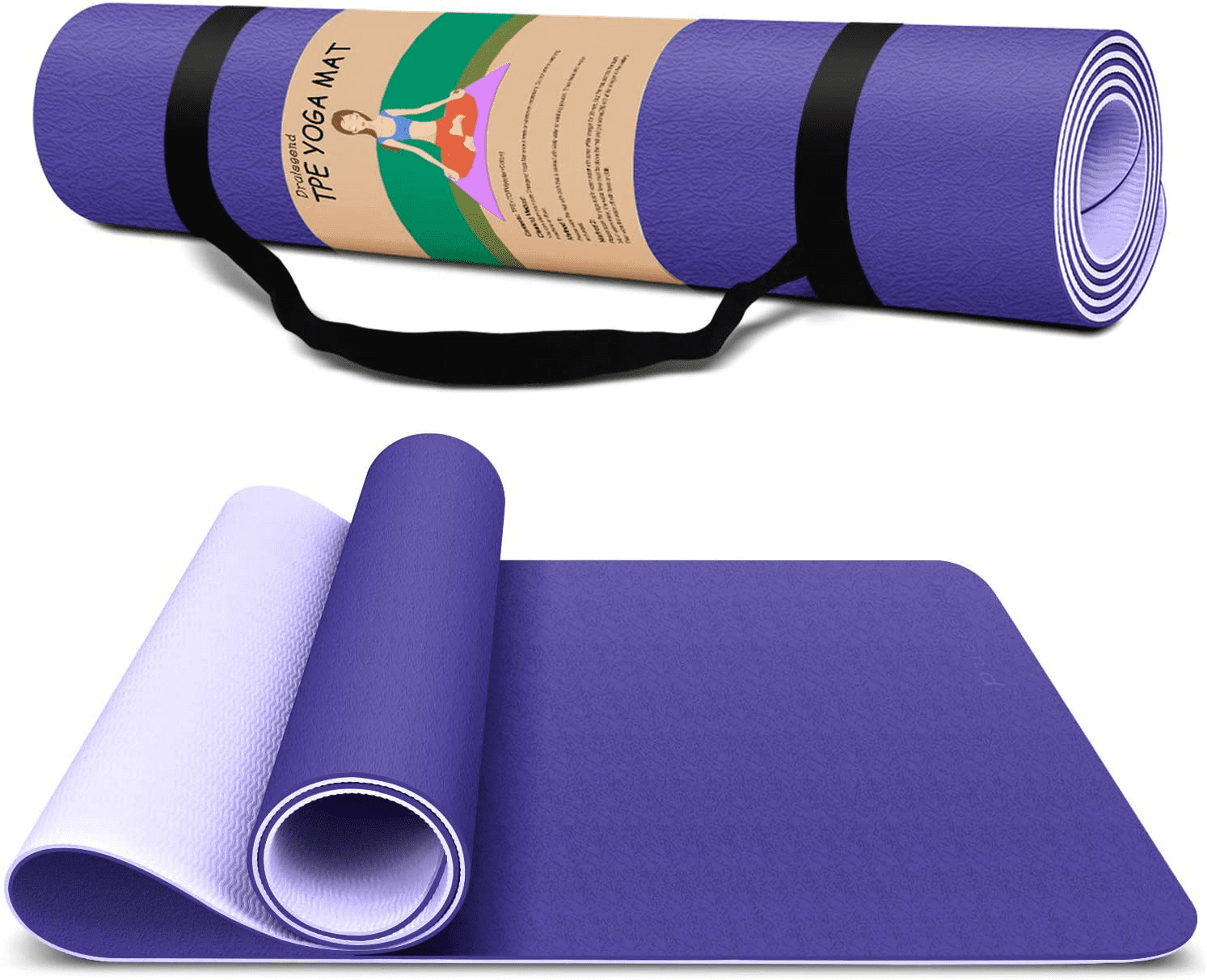 Waterproof Sport Mat for Pilates Exercise Non-Slip Fitness Yoga Mat Purple US 