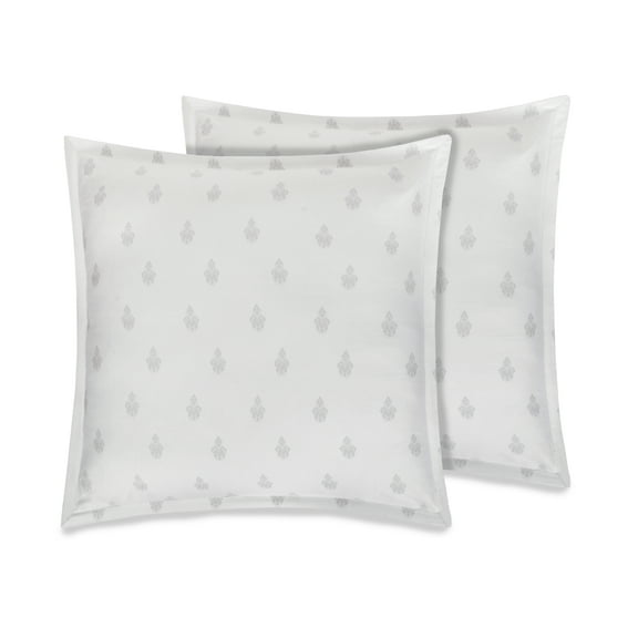 A1 Home Collections LLC Delara GOTS Certified 100% Organic Cotton 2 Inch Flange Euro Sham Set of 2, 26"X26", Lio  Ivory