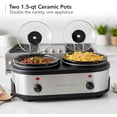 thumbnail image 2 of OVENTE Double Slow Cooker, Buffet Server and Warmer with Two 1.5Qt Removable Ceramic Pot, Adjustable Temperature Control and Tempered Glass Lid for Parties, Gatherings and Holidays, Silver SLO215BR, 2 of 10