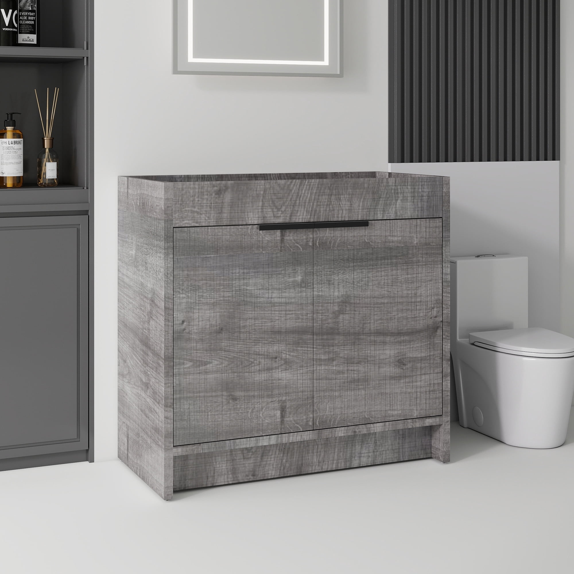 Leumius 30" Freestanding Bathroom Vanity Cabinet with Soft-Close Double Doors,Modern Bathroom Vanity,Spacious Interior Storage,Cabinet Only,Grey