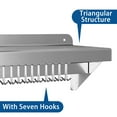 thumbnail image 4 of Ourlova Stainless Steel Shelf Pot Rack, Wall Mounted Shelf with Hooks, 220 lb Capacity Commercial Shelves Metal Shelving, Cookware Organization Storage Rack, 4 of 9