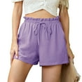 thumbnail image 3 of Annhoo Womens Summer Shorts Drawstring Ruffle Elastic Waisted Trendy Lounge Solid Color Casual Shorts, 3 of 7