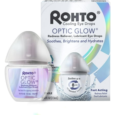Rohto Optic Glow Whitening & Lubricant Eye Drops, Brightens & Hydrates Eyes, 0.4 fl oz