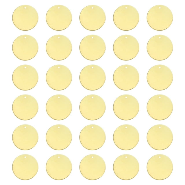 Unique Bargains 50Pack 20mm Blank Round Solid Brass Tags with Hole Stamping Tag for DIY Projects