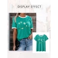 thumbnail image 5 of Xuanfei Women Daisy Print Contrast Color Trim Crew Neck Short Sleeve T-Shirt, 5 of 6