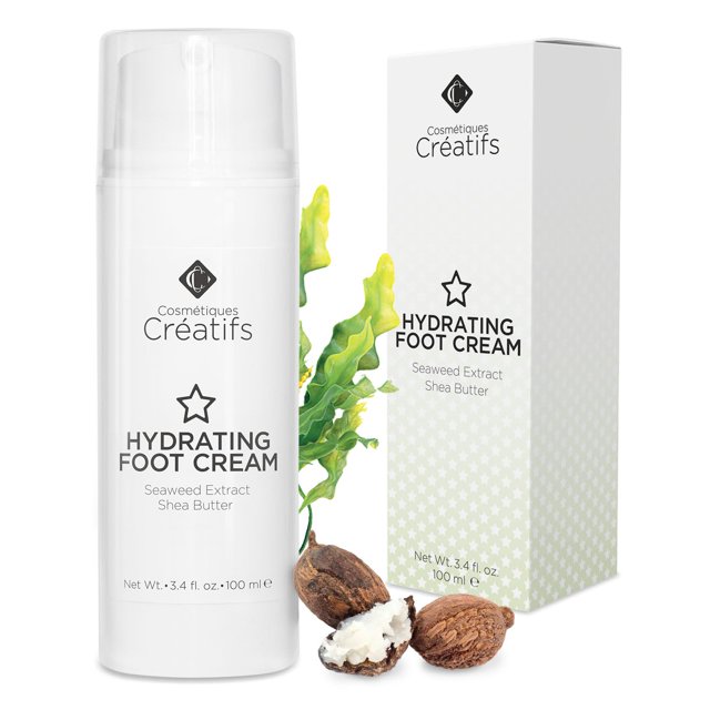 Cosm?tiques Cr?atifs Crema hidratante para pies para talones y pies secos y agrietados 3.4 fl. onz. El extracto de algas marinas de hidratación profunda y la manteca de karité restauran la piel suav