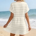 thumbnail image 4 of Swimsuit Coverup for Women Short Sleeve V Neck Lace Eyelet A Line Mini Dress Beach Cover Up Bathing Suit Dress, 4 of 5