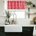 thumbnail image 6 of Hiasan Red and White Buffalo Plaid Kitchen Valance Curtains, - Semi Sheer Rod Pocket Checkerd Cafe Valance for Farmhouse Window, 42" x 18", 1P, 6 of 12