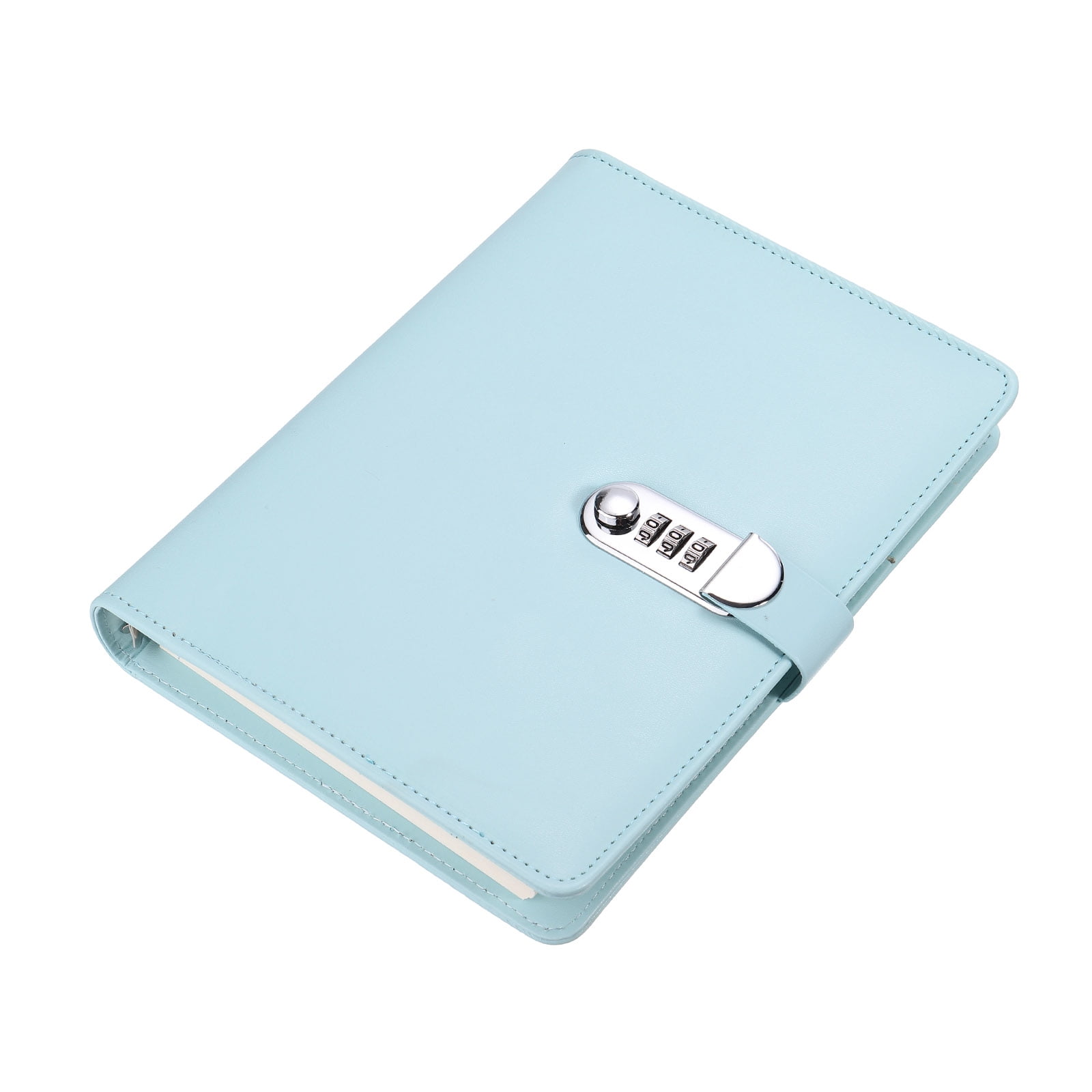 A5 Diary with Lock, Journal with Lock Cute Journaling Leather Notebook Journal Diary Binder Refillable Paper, Blue