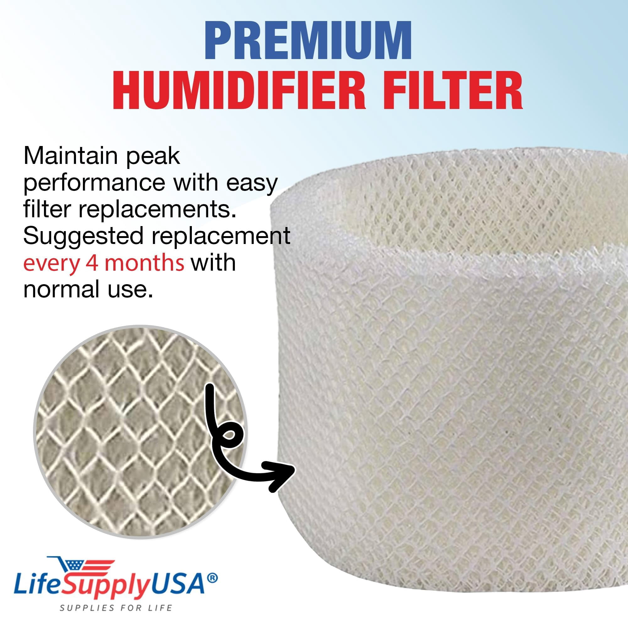 Filter E Humidifier Filter Replacement Wick Compatible with Honeywell Quietcare HCM-6009, HCM-6011i, HCM-6012i, HCM-6013i, HC-14, HW-14 by LifeSupplyUSA (3-Pack)