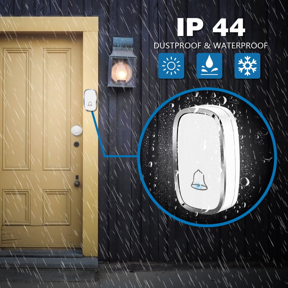 Kasonic Wireless Doorbell，Plug-Play Waterproof Bell Operating Range Up To 1000 Feet, Adjustable Volume, Quality Sound And LED Flash Indicator