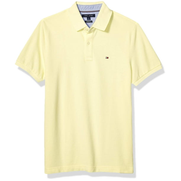 Polo Tommy Hilfiger de manga corta para hombre, color amarillo encerado