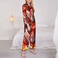 thumbnail image 3 of Picia Red Leaf Flame Fox Pattern Women’s Long-Sleeve Sleepwear Set - Soft 2-Piece Loungewear with Pockets, Comfy PJs for Relaxing Nights-X-Large, 3 of 7