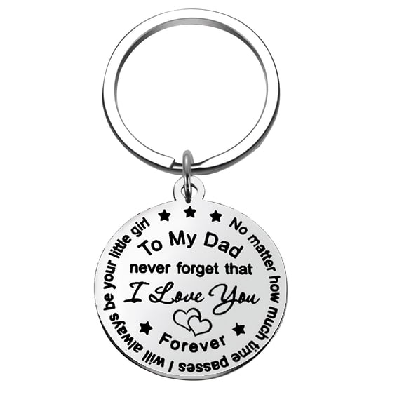 DESIGNICE Dad Gifts From Son Daughter, 30Mm Stainless Steel Keychain Father's Day Gift Birthday Christmas Gifts for Men Gifts to Dad From Daughter
