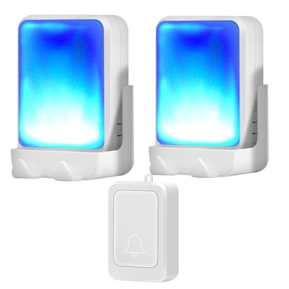 Timbre con flash fuerte con 7 colores de luz brillante y 4 volúmenes, timbres inalámbricos de 600 pies, en casa/oficina, adecuado para personas mayores, personas con discapacidad auditiva, 1 transmiso