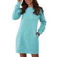 thumbnail image 1 of Vestido de manga larga Prolriy para mujer, cuello redondo, manga larga, suéter para mujer, vestido de cintura alta, vestidos de mujer F XL, 1 of 4