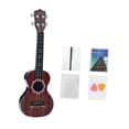 thumbnail image 2 of Guitarra de juguete para niños, mini guitarra de 4 cuerdas, instrumento musical para practicar y mejorar las habilidades. Veta de madera marrón, 2 of 9