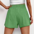 thumbnail image 4 of Running Shorts for Women, Audhol Women's Athletic Shorts High Waisted Running Solid Shorts with Zip Pocket Side Split Short Gym Elastic Workout Pants Athletic Shorts for Women Green 2XL, 4 of 7