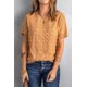 thumbnail image 2 of ABPHQTO Camiseta de manga corta con textura de lunares suizos marrón para mujer, 2 of 5