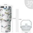 thumbnail image 2 of 30 oz Dragonfly Tumbler with Handle and Flip Straw, Stainless Steel Insulated Cup with Lid and Straw,Travel Coffee Mug Water Bottle,Christmas Birthday Mothers Day Gifts for Women Animal Lovers, 2 of 5
