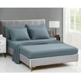 thumbnail image 4 of Chezmoi Collection Jasper Dusty Blue Oversized King Bed in a Bag 7-Pieces Triangle Geometric Quilted Stone Washed Microfiber Comforter with Sheets Lightweight All Season Bedding Set, 4 of 9
