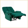 thumbnail image 6 of Recliners, Modern Solid Wood Reclining Chair with Square Tufted Back | Tab Pull Recline | Green | Velvet, 6 of 7