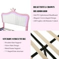 thumbnail image 5 of Bellemave Queen Size Upholstered Bed with Crown Headboard and LED Lights PU Leather Upholstered Princess Bed for Girl, Adult Platform Bed Frame with Metal Rods and Legs, Pink + White, 5 of 12