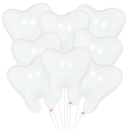 8 Pieces White Tooth Foil Balloons Decorations, 22 Inches Mylar Dental Balloons for Graduation, Tooth Fairy Parties, Dentist Office Decor, Kids First Tooth Celebrations, and Birthday Party Supplies
