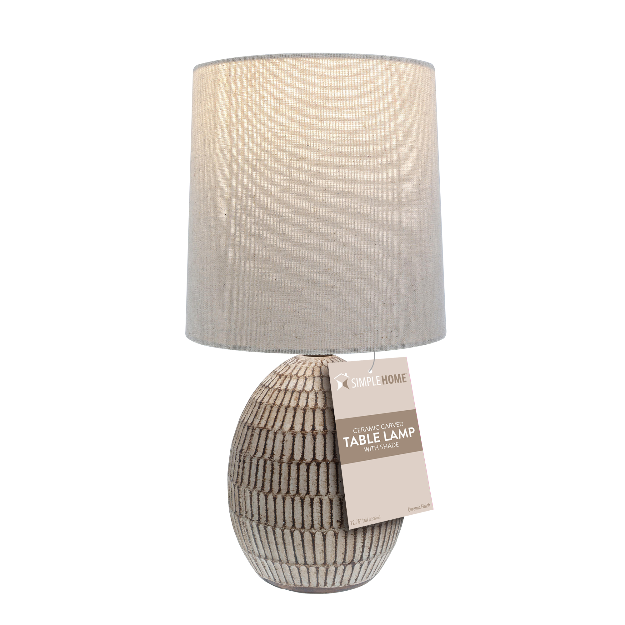 Simple Home 12.75" Bohemian Ceramic Table Lamp with Beige Shade photo 7