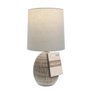 Simple Home Small Table Lamp, Bohemian Style Ceramic Carved Table Lamp with Beige Shade, 12.75