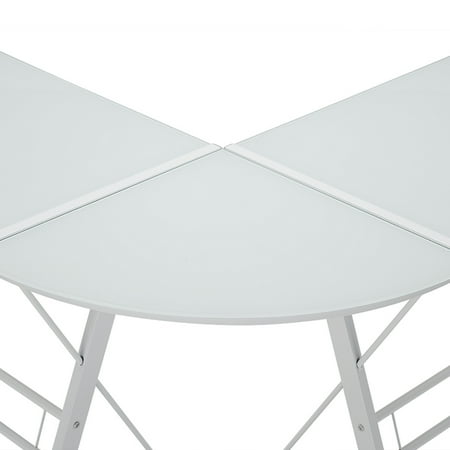 Modern Glass and Metal White L-Shaped Corner Computer Desk by Manor Park