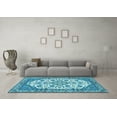 thumbnail image 3 of Ahgly Company Indoor Round Medallion Light Blue Traditional Area Rugs, 5' Round, 3 of 4