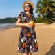 thumbnail image 4 of Easygdp Halloween With Skull para Vestido Transpirable de Mujer, Vestido Suelto de Manga Corta con Pliegues y Bolsillos para el Verano, 4 of 6