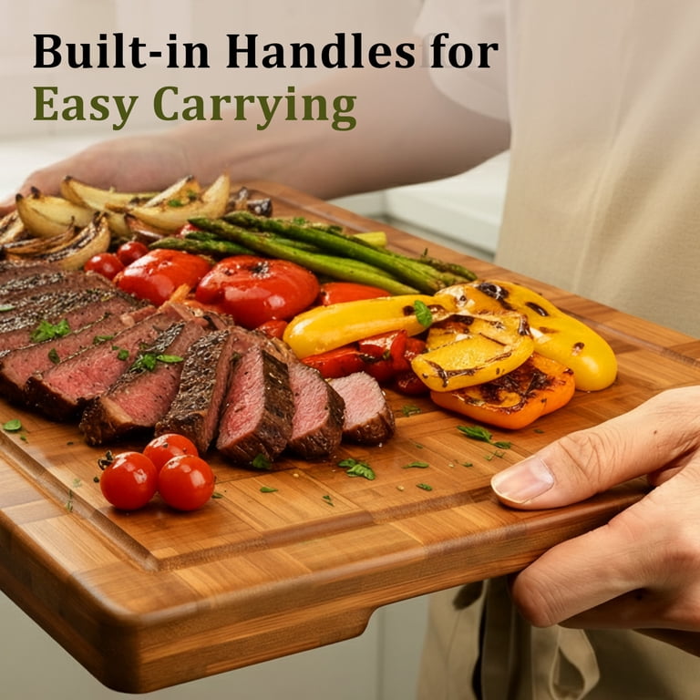 Kikcoin Extra Large 4-Piece Bamboo Cutting Board Set photo 4
