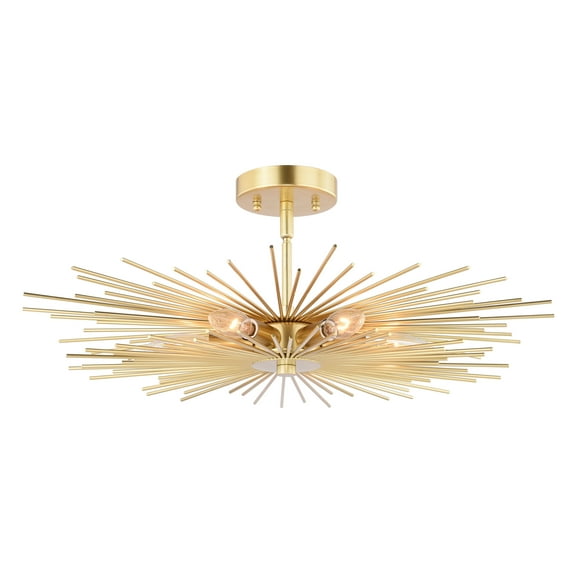 Vaxcel - Nikko 6-Light Semi-Flush Mount in Mid-Century Modern and Starburst