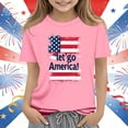 thumbnail image 2 of Afuyipoi Independence Day Kids T-Shirt July 7th Patriotic Graphic Tee Summer Shirt Print Youth Holiday Celebration Apparel Pink Size 7-8 Years, 2 of 6